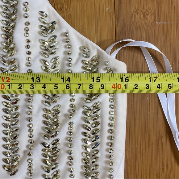 Betsy & Adam studded halter dress gold/cream 6 - Picture 6 of 7